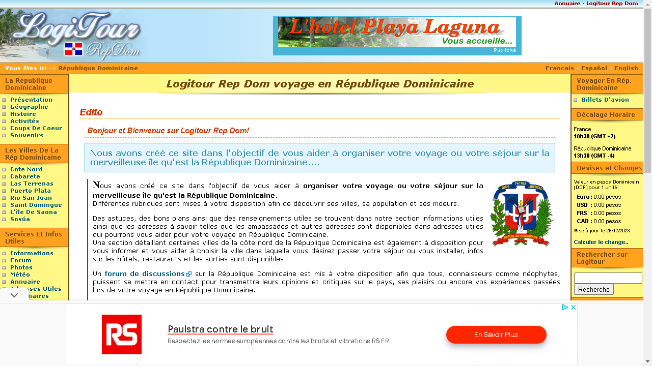 Capture d'écran de http://www.logitour-repdom.com